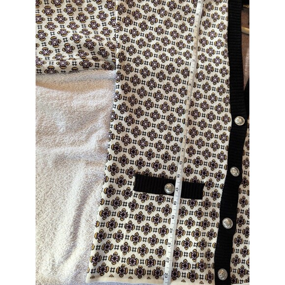 Maje Monasty Graphic Cardigan Sweater Buttons V-neck Pockets Sz 2 Urban Parisian - Picture 9 of 9